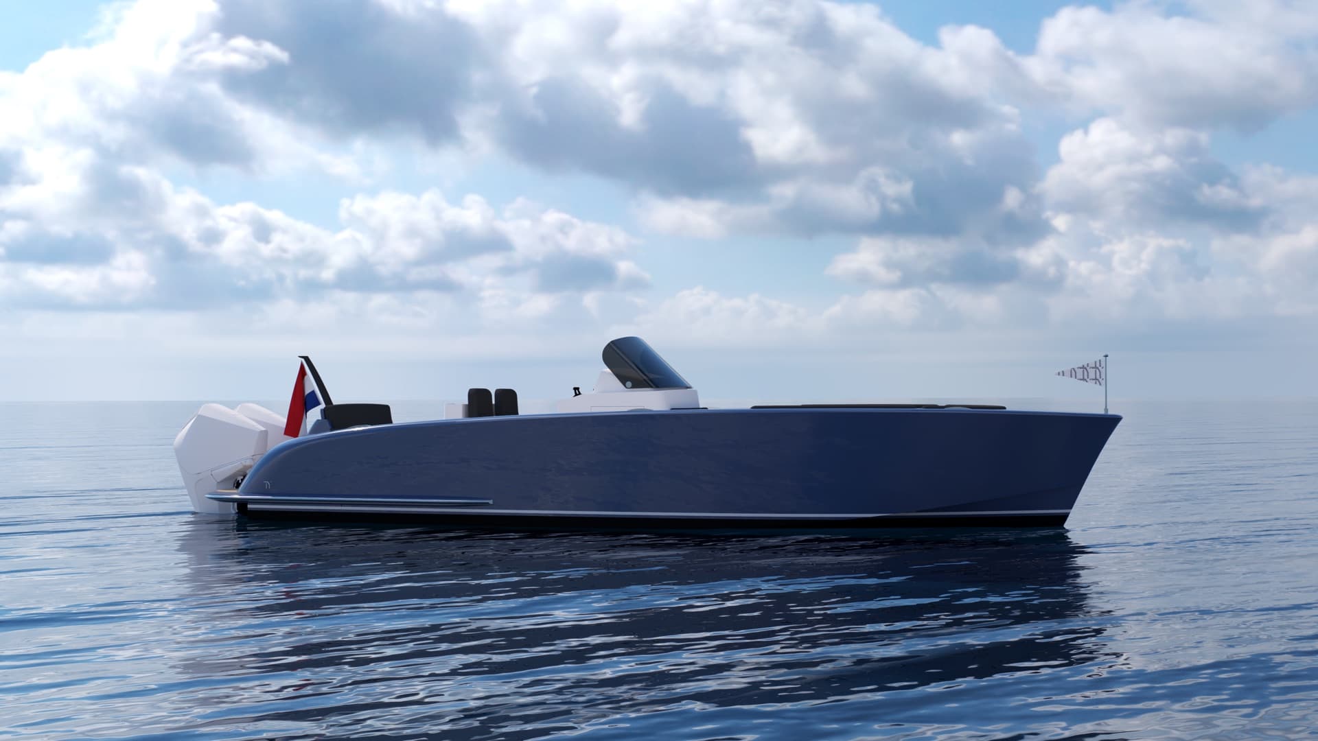 Tristian 30 op open water, zijaanzicht
