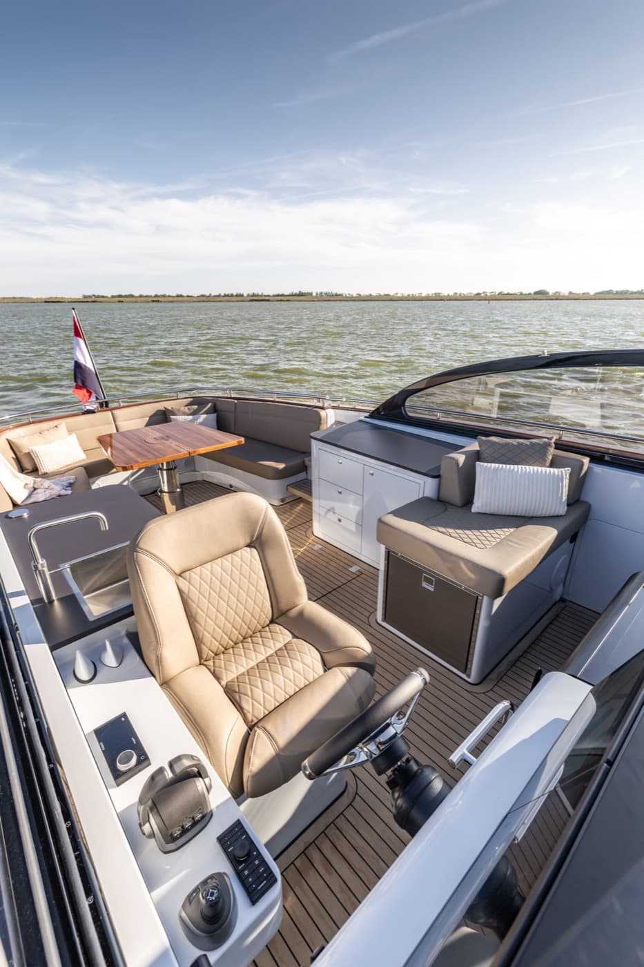 Helm seat and docking joystick in the Tristian 44 cockpit