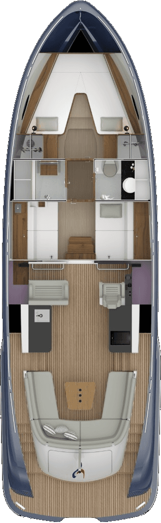 Tristian 44 layout with aft master cabin