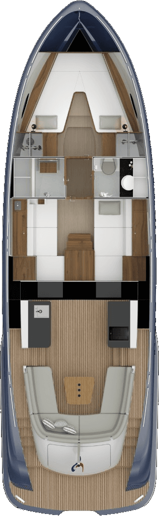 Tristian 44 layout with forward master cabin