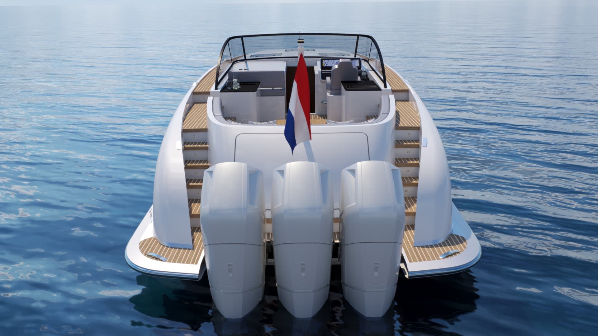 Stern with three outboard engines
